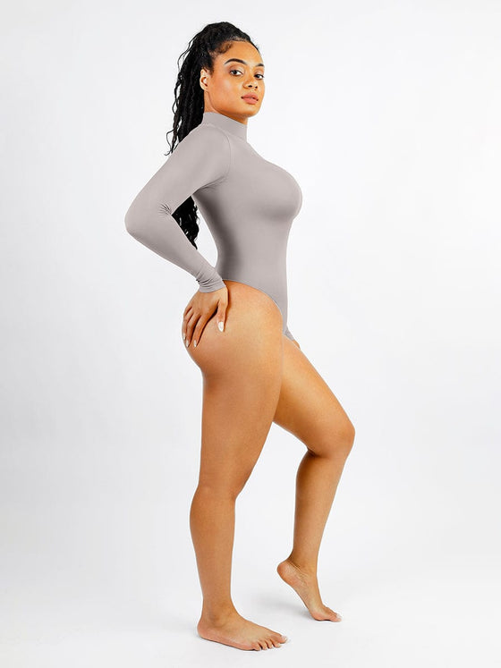 Wholesale 🌿Seamless Eco-friendly Turtle Neck Long Sleeve Thong Bodysuit