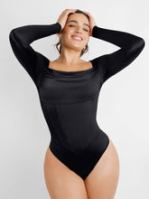 Wholesale Retro Square Neck Built in corset Tummy Control Bodysuit With removable coasters
