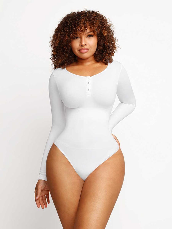 Wholesale Seamless Outer Long Sleeve Thong Bodysuit