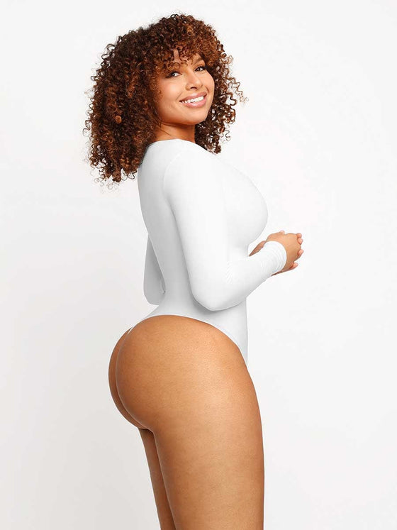 Wholesale Seamless Outer Long Sleeve Thong Bodysuit