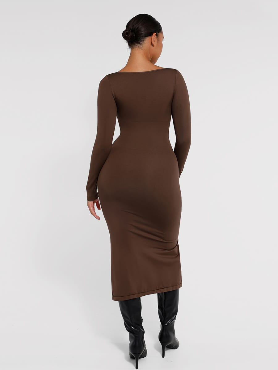 Wholesale🌿 Eco-friendly Seamless Bust Support Tummy Control High Side Slit Shaping Dress SPU