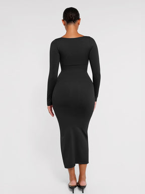 Wholesale🌿 Eco-friendly Seamless Bust Support Tummy Control High Side Slit Shaping Dress SPU