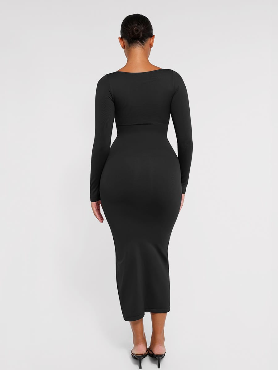 Wholesale🌿 Eco-friendly Seamless Bust Support Tummy Control High Side Slit Shaping Dress SPU