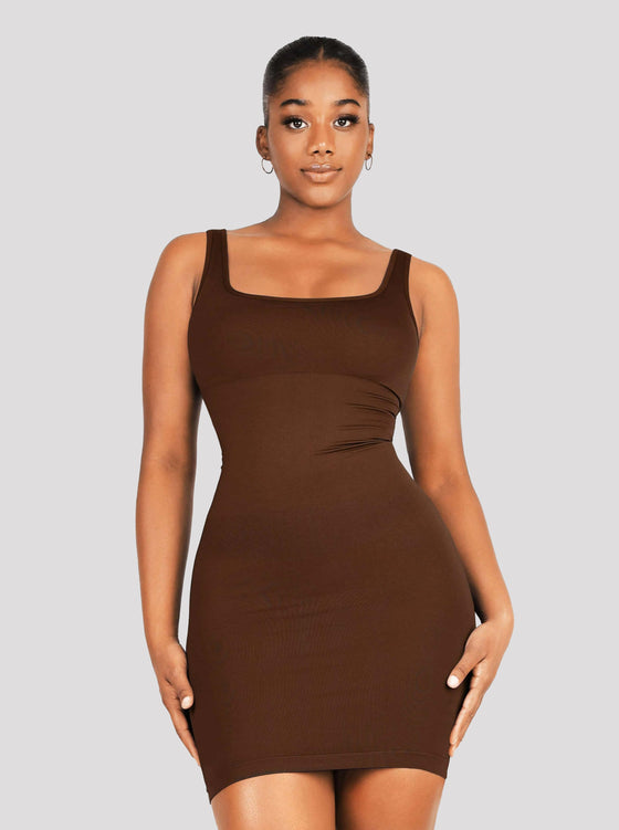 Wholesale 🌿Eco-friendly Square-neck Shaper Snatched Seamless Dress SPU
