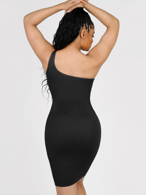 Wholesale 🌿Seamless Eco-friendly One-shoulder Slanted Neck Waist Trimming Shaper Dress SPU