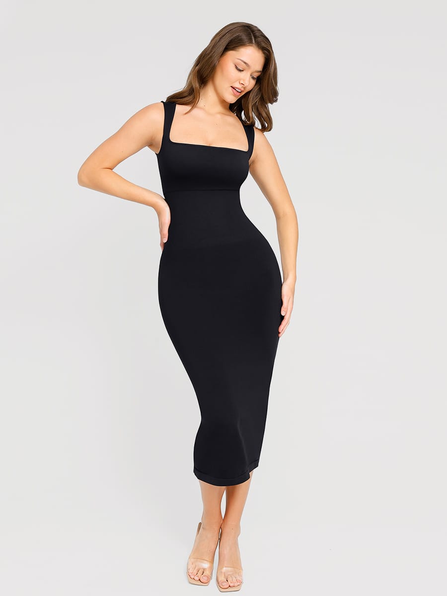 Wholesale🌿 Eco-friendly Seamless 360° Waist Control Spaghetti Strap Suspender Long Skirt SPU