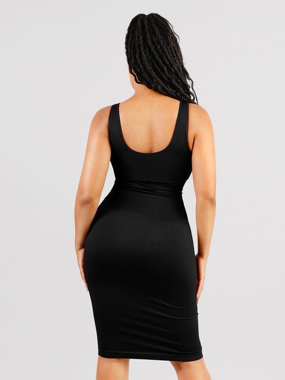 Wholesale 🌿 Eco-friendly Seamless Deep V-neck Waist Trimming Shaping Dress with Removable Pads SPU