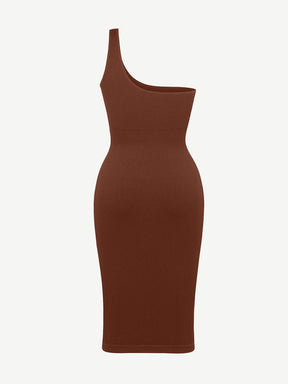 Wholesale 🌿Seamless Eco-friendly One-shoulder Slanted Neck Waist Trimming Shaper Dress