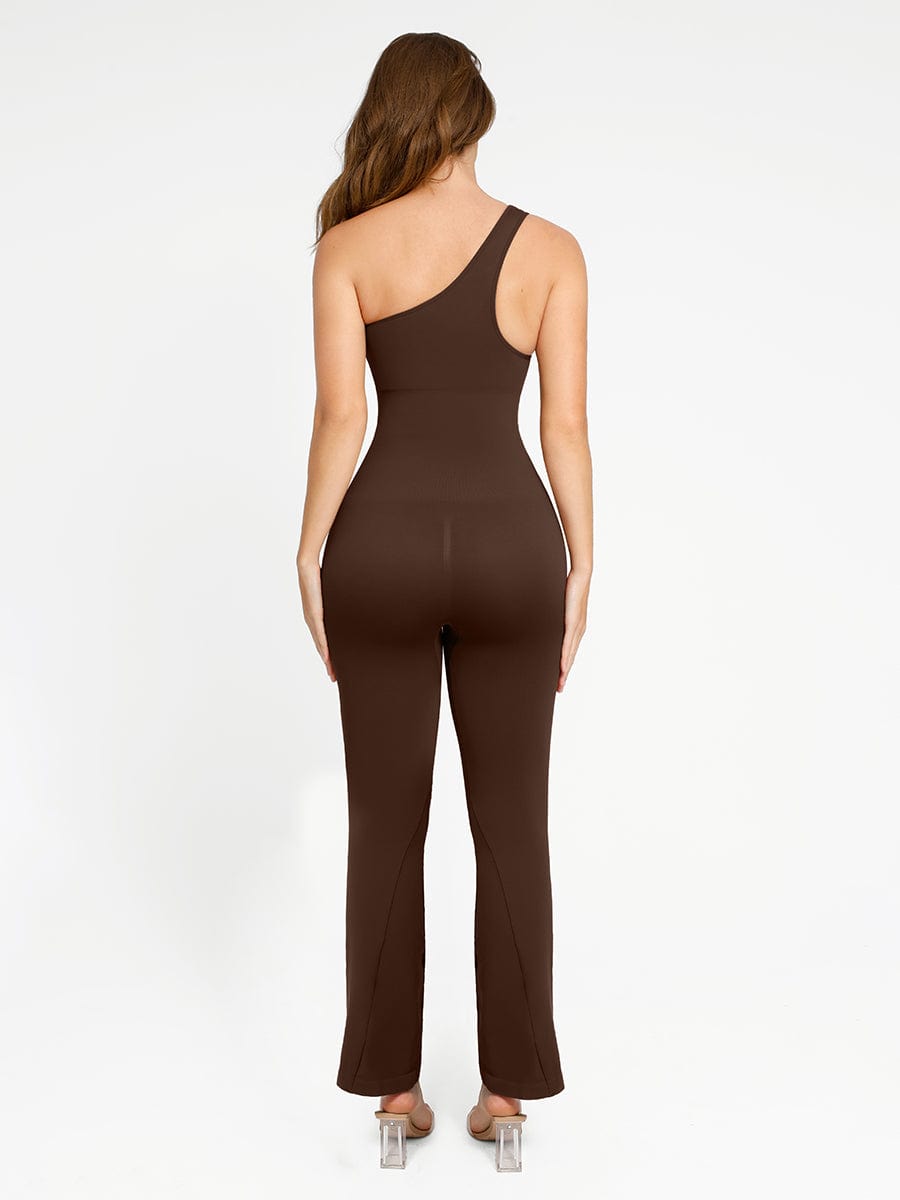  Womens Flare Jumpsuit Backless Sports Romper Playsuit  Sleeveless Bodysuit Brown XL