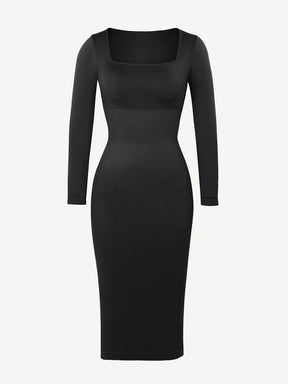 Wholesale 🌿 Eco-friendly Seamless Square Neck Long Sleeve Shaper Dress