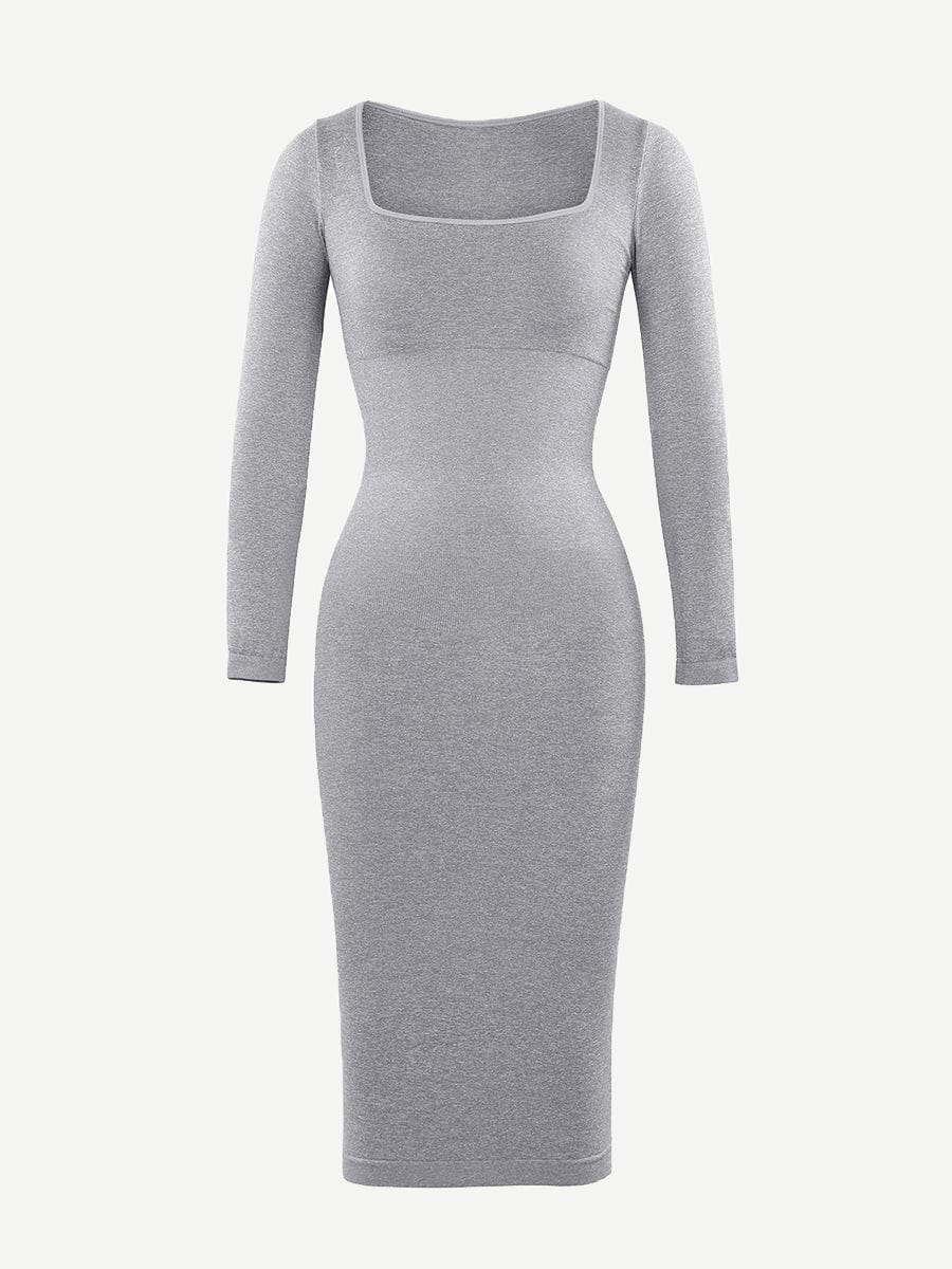 Wholesale 🌿 Eco-friendly Seamless Square Neck Long Sleeve Shaper Dress
