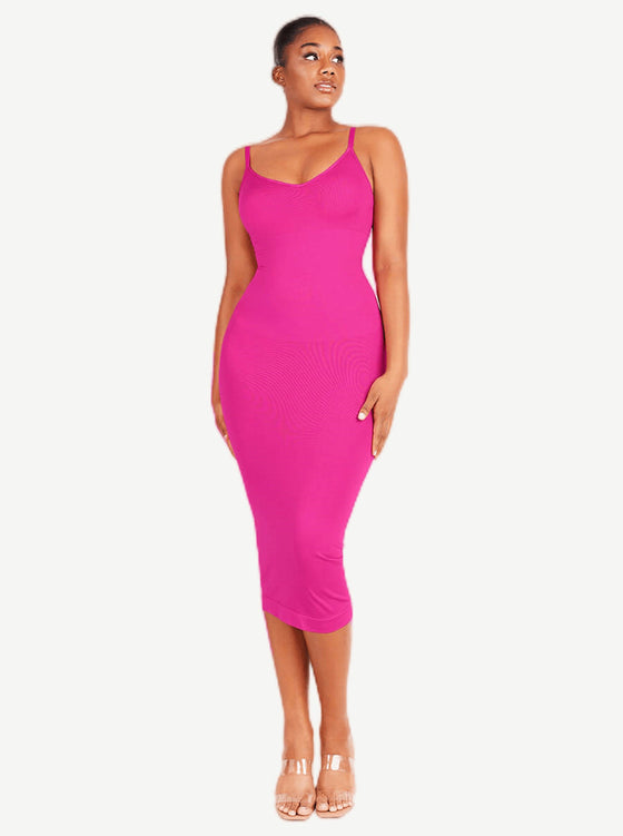 Wholesale 🌿Eco-friendly Spaghetti Strap V-neck Snatched Seamless Shaper Dress