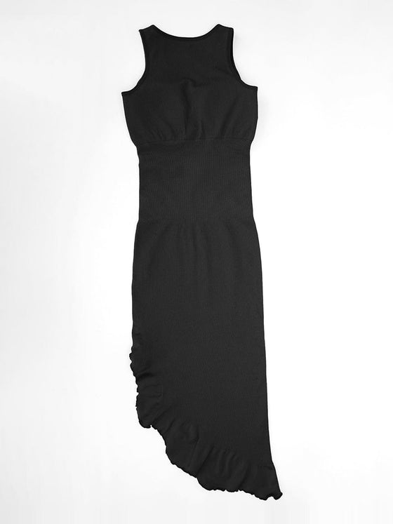 Wholesale Seamless Sleeveless Irregular Ruffled Hem Waist and Abdomen Shaping Dress