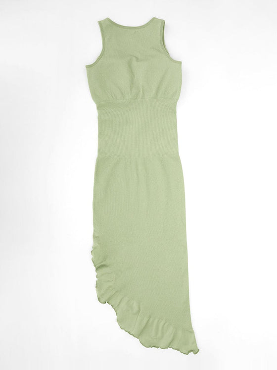 Wholesale Seamless Sleeveless Irregular Ruffled Hem Waist and Abdomen Shaping Dress