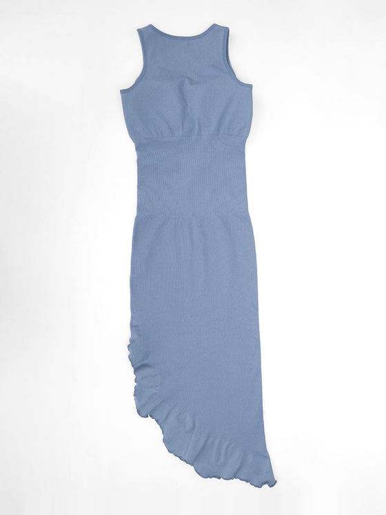 Wholesale Seamless Sleeveless Irregular Ruffled Hem Waist and Abdomen Shaping Dress