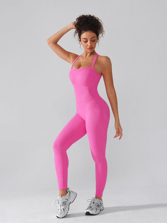 Wholesale Seamless Sports Shaping 2 in 1 Waist and Tummy Control Bra-free Jumpsuit
