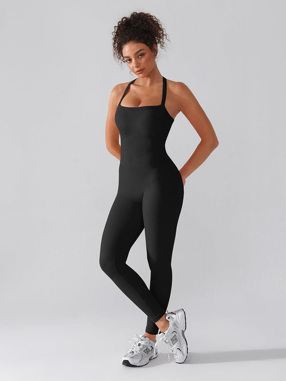 Wholesale Seamless Sports Shaping 2 in 1 Waist and Tummy Control Bra-free Jumpsuit