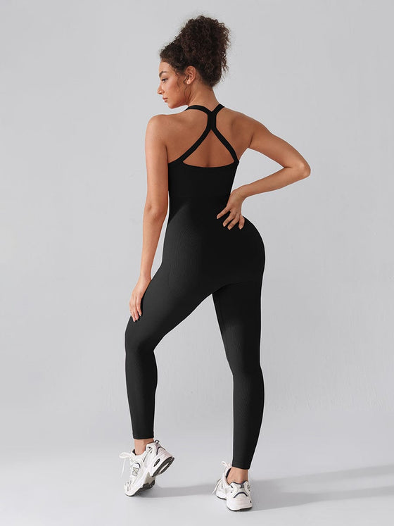 Wholesale Seamless Sports Shaping 2 in 1 Waist and Tummy Control Bra-free Jumpsuit