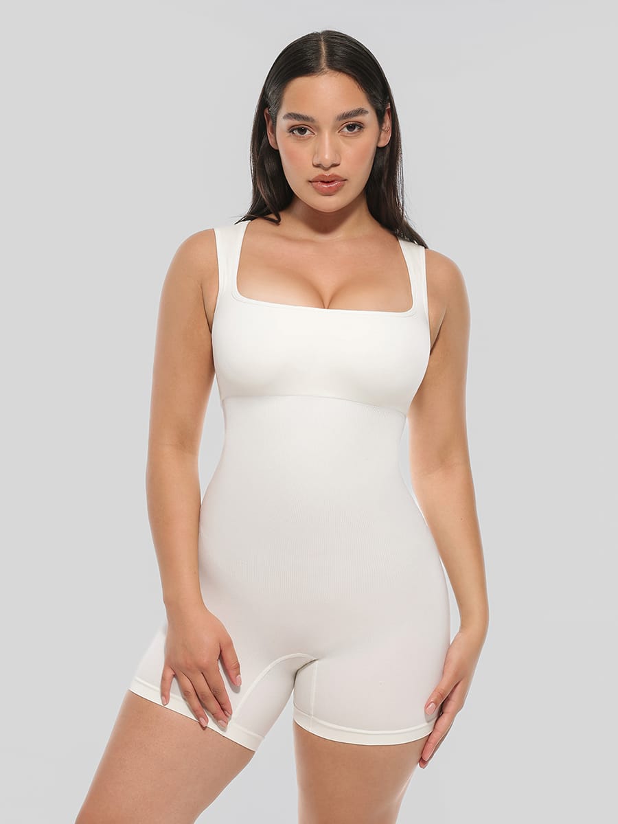 Wholesale🌿 Eco-friendly Seamless Square Neck Waist and Belly Shaping Jumpsuit SPU