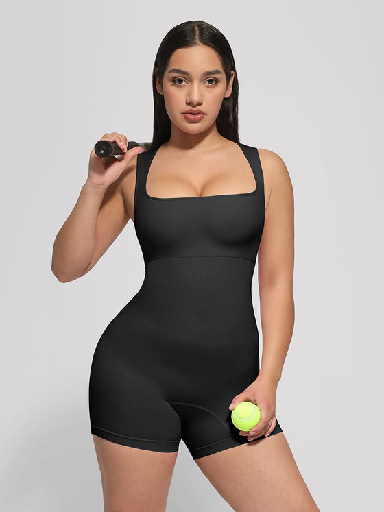 Wholesale🌿 Eco-friendly Seamless Square Neck Waist and Belly Shaping Jumpsuit SPU