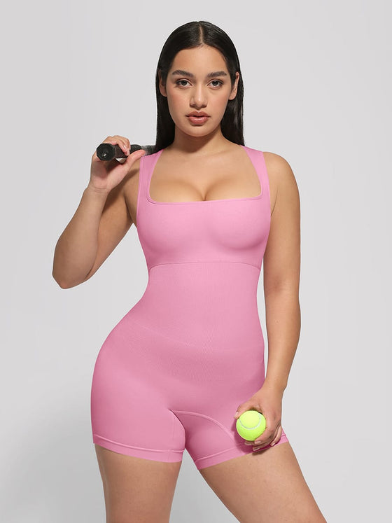 Wholesale🌿 Eco-friendly Seamless Square Neck Waist and Belly Shaping Jumpsuit SPU