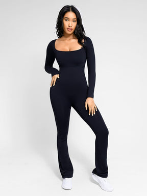 Wholesale Seamless Inverted T-shoulder one-piece Flared Pants
