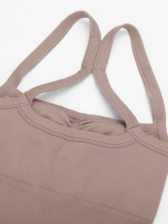 Wholesale Seamless Sports Shaping 2 in 1 Waist and Tummy Control Bra-free Jumpsuit