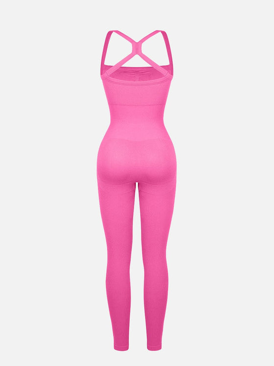 Wholesale Seamless Sports Shaping 2 in 1 Waist and Tummy Control Bra-free Jumpsuit