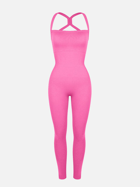 Wholesale Seamless Sports Shaping 2 in 1 Waist and Tummy Control Bra-free Jumpsuit