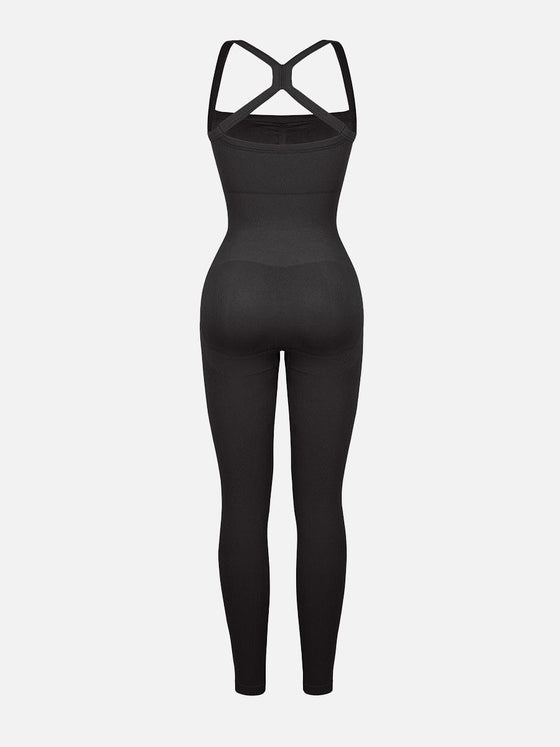 Wholesale Seamless Sports Shaping 2 in 1 Waist and Tummy Control Bra-free Jumpsuit