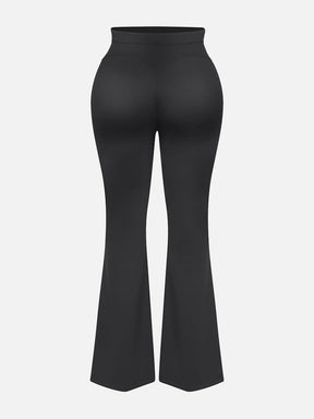 Wholesale High-waisted Abdominal Control Front Slit Flare Legging