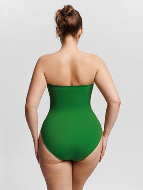 Wholesale Strapless U Wire Mesh Tummy Control One Piece Shapewear Swimsuit with Removable Pads