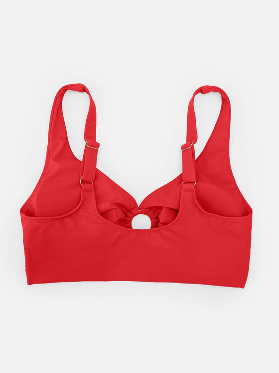Wholesale Deep V Metal Ring Drawstring Tummy Control Swimsuit with Removable Pads