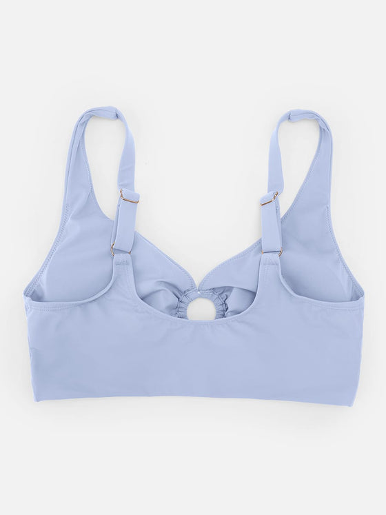 Wholesale Deep V Metal Ring Drawstring Tummy Control Swimsuit with Removable Pads