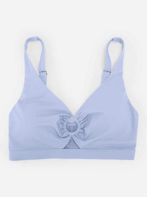 Wholesale Deep V Metal Ring Drawstring Tummy Control Swimsuit with Removable Pads