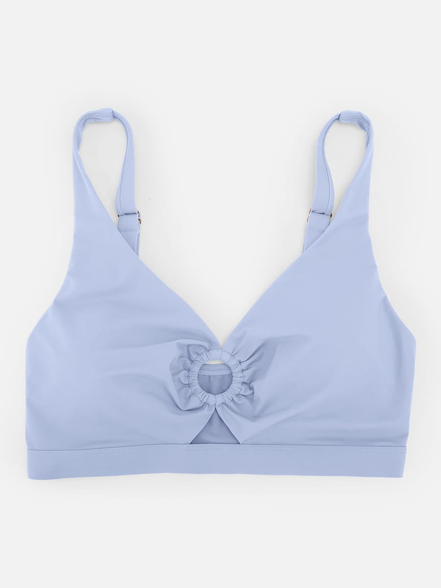 Wholesale Deep V Metal Ring Drawstring Tummy Control Swimsuit with Removable Pads