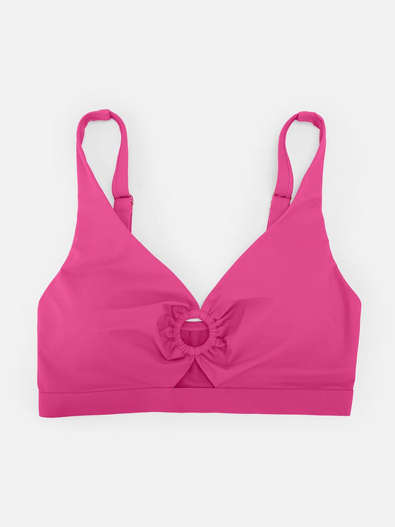 Wholesale Deep V Metal Ring Drawstring Tummy Control Swimsuit with Removable Pads