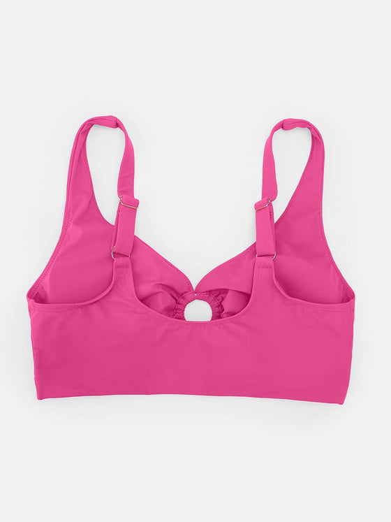 Wholesale Deep V Metal Ring Drawstring Tummy Control Swimsuit with Removable Pads