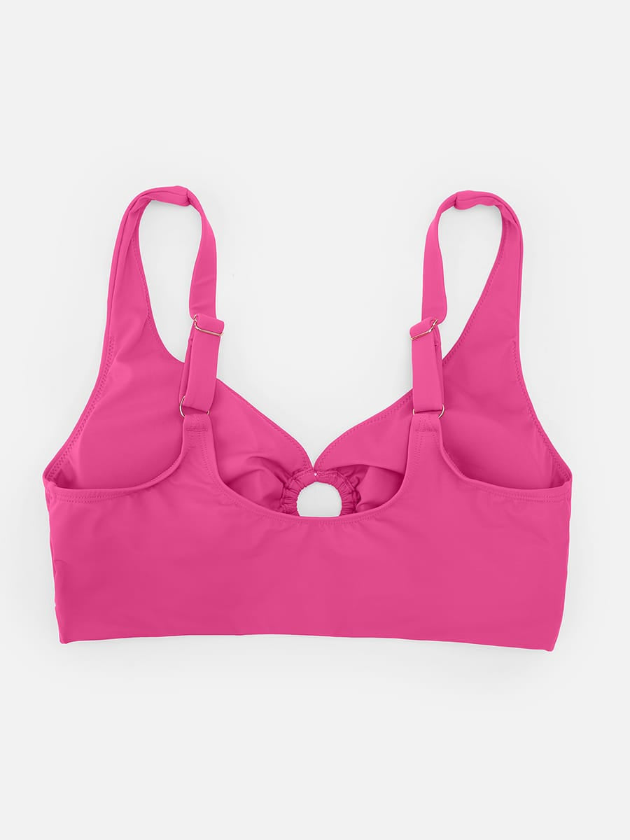 Wholesale Deep V Metal Ring Drawstring Tummy Control Swimsuit with Removable Pads