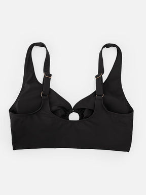 Wholesale Deep V Metal Ring Drawstring Tummy Control Swimsuit with Removable Pads