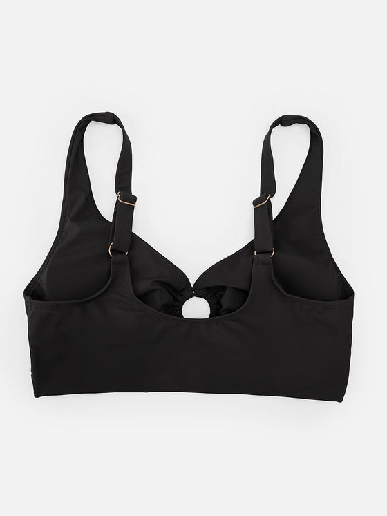Wholesale Deep V Metal Ring Drawstring Tummy Control Swimsuit with Removable Pads