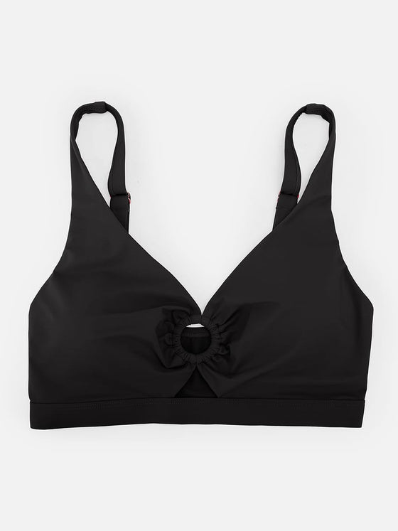 Wholesale Deep V Metal Ring Drawstring Tummy Control Swimsuit with Removable Pads