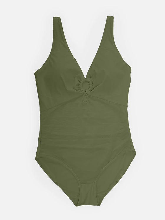 Wholesale Waist Shaping Mesh Eco Lining Ruched Brief One Piece Swimsuit with Pads