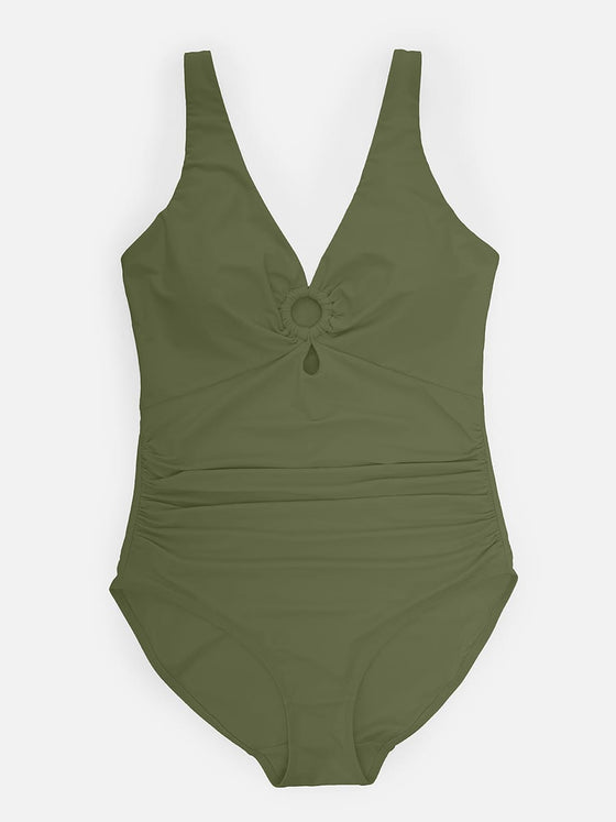 Wholesale Waist Shaping Mesh Eco Lining Ruched Brief One Piece Swimsuit with Pads