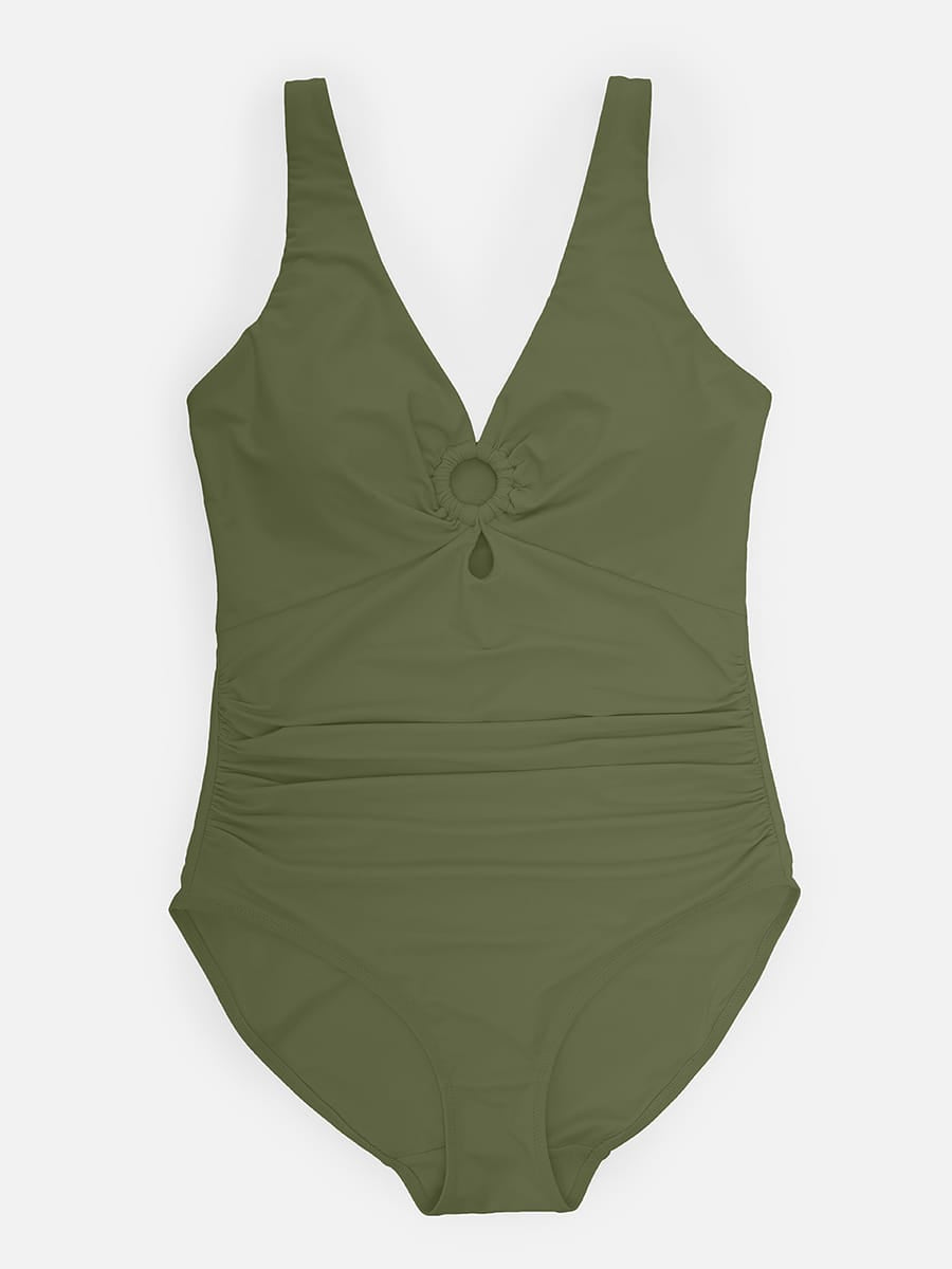 Wholesale Waist Shaping Mesh Eco Lining Ruched Brief One Piece Swimsuit with Pads