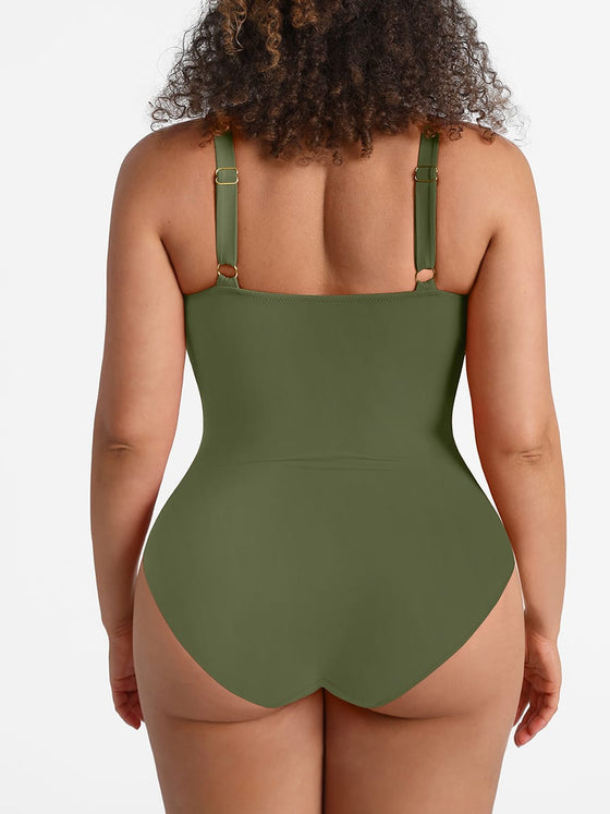 Wholesale Waist Shaping Mesh Eco Lining Ruched Brief One Piece Swimsuit with Pads