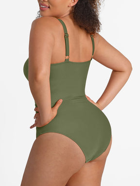 Wholesale Waist Shaping Mesh Eco Lining Ruched Brief One Piece Swimsuit with Pads