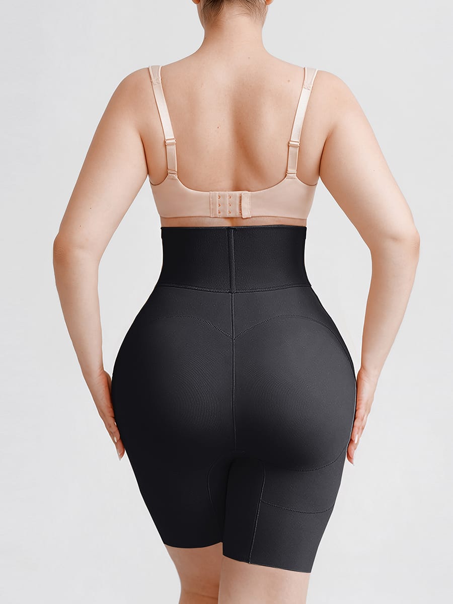Wholesale Tummy Control Shapewear with Removable Hip Pads Built-in Hooks and Zipper Steel Bones SPU