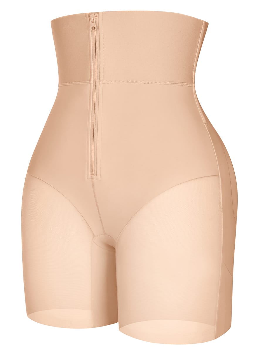 Wholesale Tummy Control Shapewear with Removable Hip Pads Built-in Hooks and Zipper Steel Bones SPU