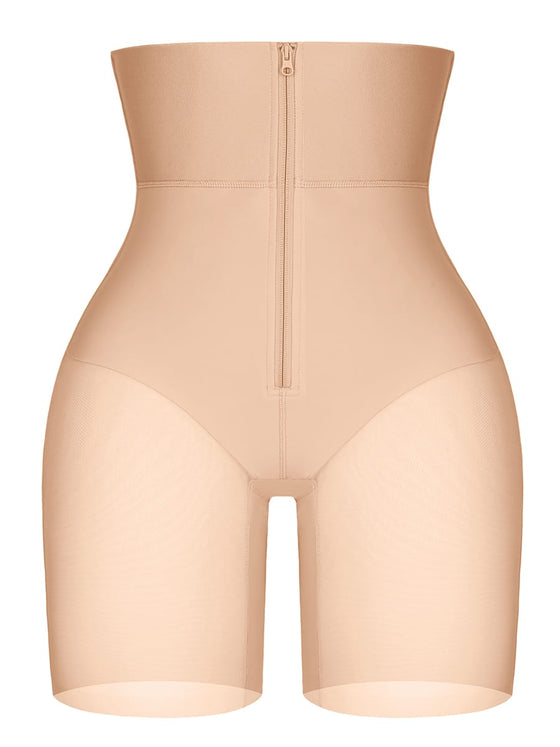 Wholesale Tummy Control Shapewear with Removable Hip Pads Built-in Hooks and Zipper Steel Bones SPU